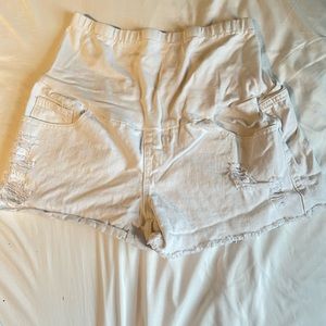 White Maternity Denim Shorts